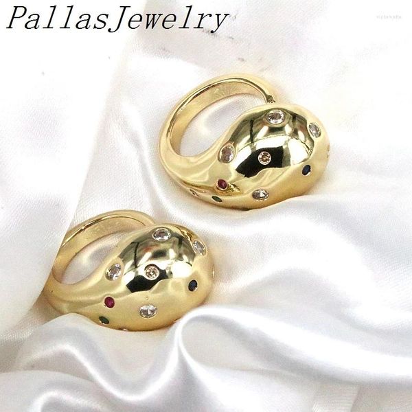 Ringos de cluster 10pcs luxuoso cristal brilhante zircão lágrima ringue grosso anel de 18k Declaração grossa de ouro jóias elegantes para mulheres presentes
