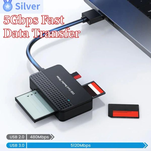 Leser USB 3.0 Typ C 4 in 1 Kartenleser Speicher Smart Card Reader SD TF CF MS Compact Flash Card Adapter 15cm Kabel für Laptop