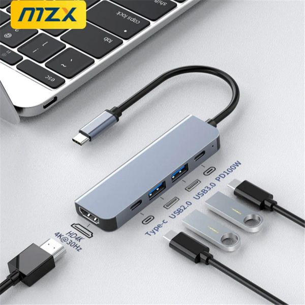 Hubs MZX Multi Portas Docking Station Splitter 3 0 USB A 3.0 2.0 Tipo de hub Centador de concentrador de concentrador Acessórios para laptop PC para laptop