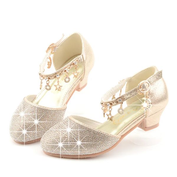 Turnschuhe Kinder Prinzessin Sandalen Kinder Mädchen Hochzeitsschuhe High Heels Kleiderschuhe Gold Pink Sier Schuhe für Mädchen Geschenk