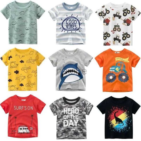 T-shirt 2-9 anni T-shirt per ragazzi Annunci cartone animato per bambini Bambini in cotone maniche corte per abbigliamento estivo per auto-taglio di shark per sterline 240410 240410