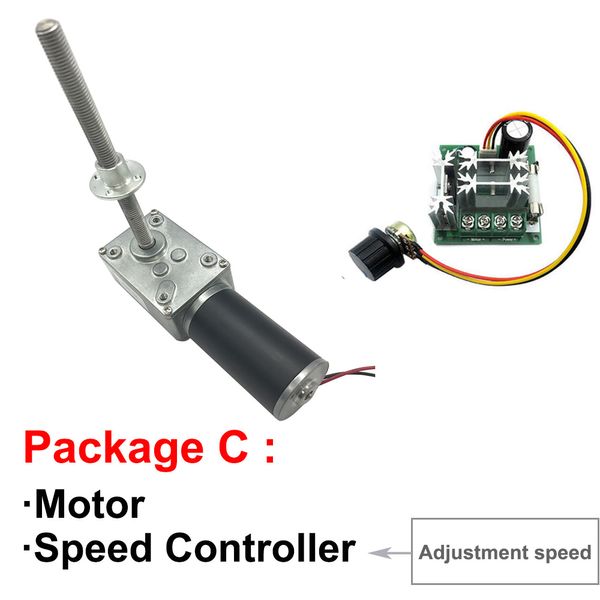 12 Volt 24 V Dişli Motor Vida İpliği M8 Mil Uzun Uzunluk 116mm Elektrik DC 12V 24V Hız Redüktör 12 ila 470RPM MINI MOTORLAR