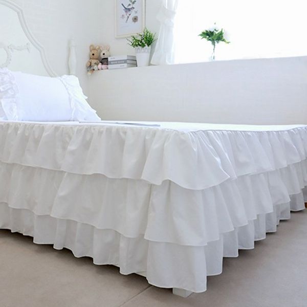 Горячая распродажа Элегантная белая мульти-белая кровать юбки-обертка эластичные ремни легко уместно морщинка и устойчивая к затуханию ткани-15 дюймов в глубину