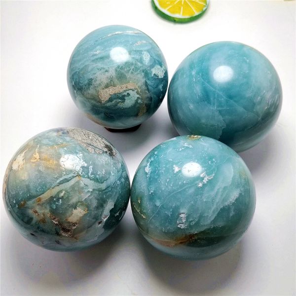 Caribe de calcita bola de calcita natural Blue quartzo cristal calcita esfera chakra cura gemas para decoração