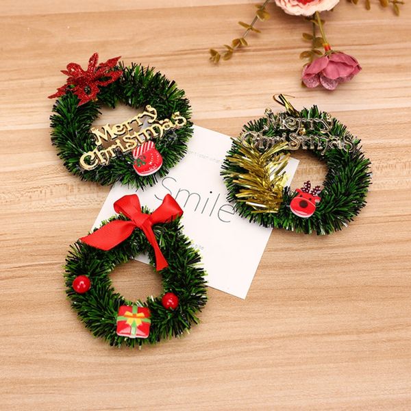 8cm Mini Noel Çelenk DIY Noel Süslemeleri Santa Baubles ile Noel Çelenk Kapı Yeni Yıl Navidad Dekorasyon