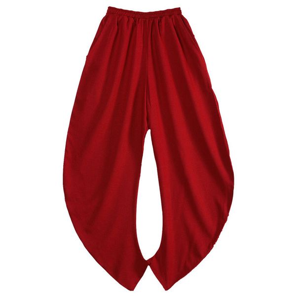 Pantaloni cinesi tai chi wushu unisex bloomer sciolte viscose poliestere di lino marziali pantaloni nuovi pantaloni da palestra di allenamento kungfu bianco