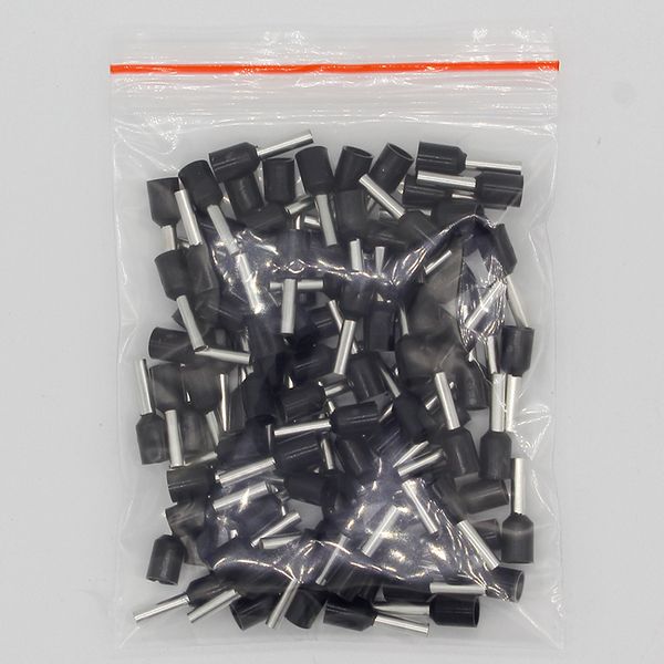 E1508 Tüp Yalıtım Yalıtımlı Terminaller 1.5mm2 100pcs/Paket Kablo Kablosu Konnektörü Yalıtım Kıvrım Terminal Konnektörü E-