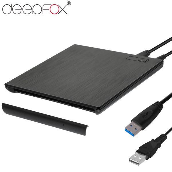 Casos DeepFox Universal 9,5mm SATA externo USB CD DVD Case móvel externo para laptop de acionamento óptico