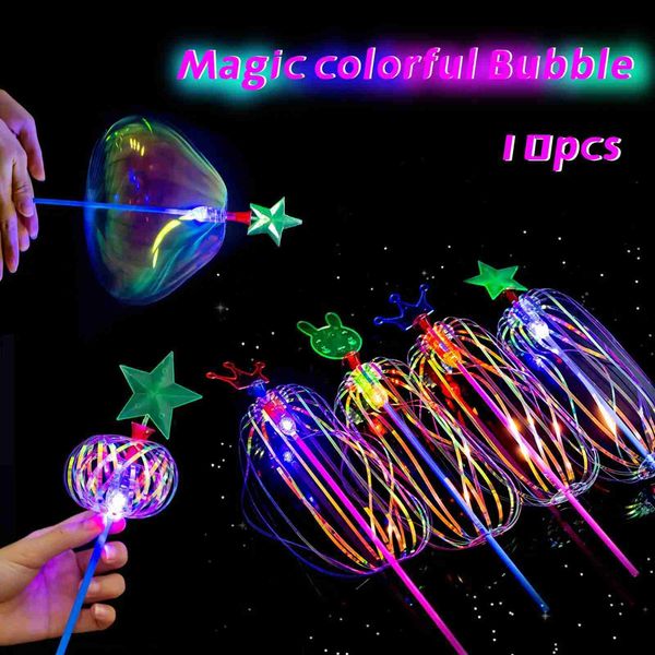 LED Rave oyuncak gökkuşağı sihirli çubuk değnek led kabarcık çiçek renkli parlayan ışık çubuğu çubuk oyuncak özel el feneri çocuklar projektör 240410