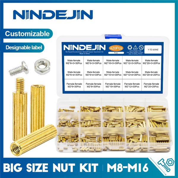 Nindejin 420/440pcs Kit distanziatore di titoli in ottone rotondo M2 M2 Male-Female Mother Motherboard PCB Standoff con dadi a viti impostati