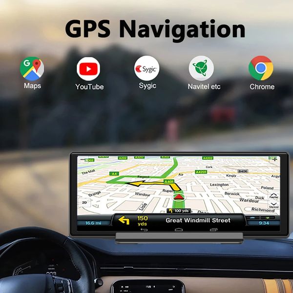 10.26 inç 4G Dash Cam Dikizle Ayna Android 10 GPS FHD 1080P DVR Carplay/Android Otomatik Canlı Uzak Park Monitörü WiFi Bluetooth
