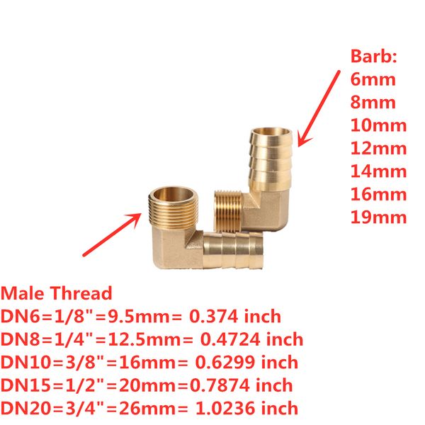 Punta di raccolta barb per barb per cuscinetti in ottone 6 mm 8mm 10mm 12mm da 16 mm a 1/4 1/8 1/2 3/8 