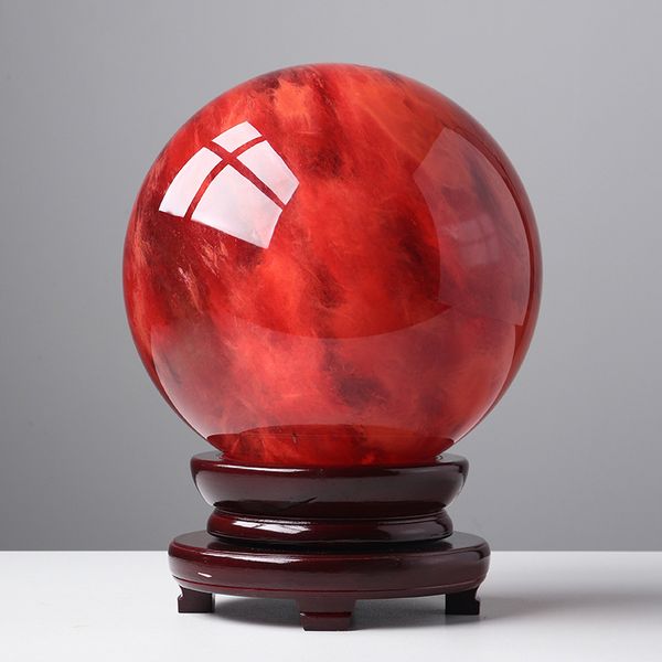 Bella sfera rossa puzzano di quarzo sfera cristallo sfera guarigione +base 1pc