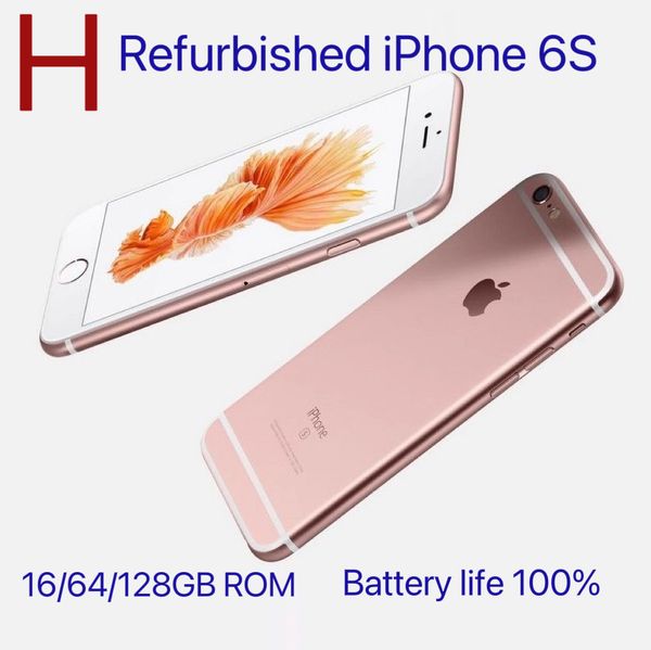 Original entsperren echtes iPhone 6s mit Fingerabdruck 4,7in A8 1G RAM 16/64/128 GB ROS IOS LTE LTE 4G Telefon Akkulaufzeit 100% LTE Smartphone