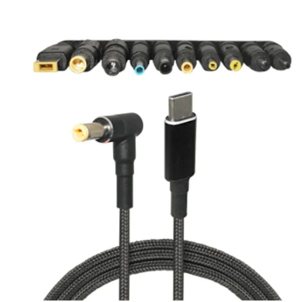 Adapter 65/100W Typ C DC -Stromadapter -Jackanschluss USB Typ C zu universellem Schnellladekabelkabel für Lenovo Asus HP Acer -Laptop