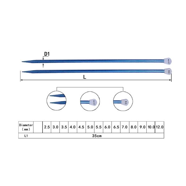 2PCs 2-12mm Gancho de crochê de um ponto de tricô de ponta de tricô