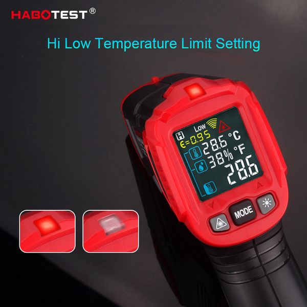 Habotest HT650 Digital Infrarot-Lasertemperatur Nichtkontakte Industrielasertemperaturmesser Temperaturtester Temperaturtester
