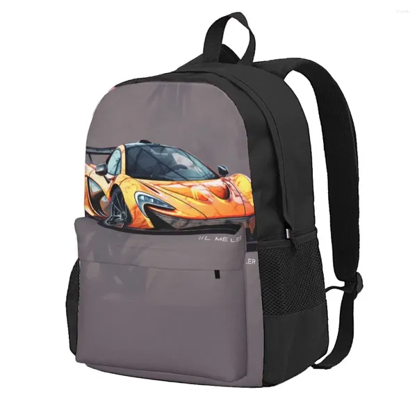 Backpack Powert Sports Car Carto -gráfico de cartoon gráficos grandes mochilas elegantes sacos de ensino médio Rucksack de qualidade ao ar livre