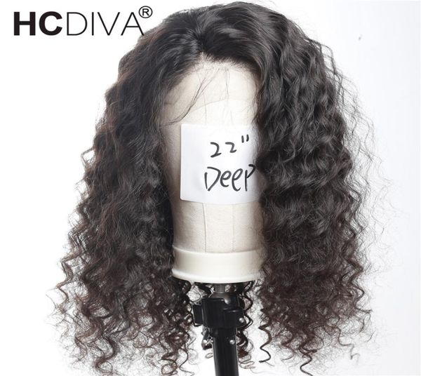 Brasilianische jungfräuliche Haare Voller Spitzen menschliches Haar Perücken für schwarze Frauen Deep Wave 130 Dichte Spitze Vorderperücke mit Baby Haar vorgelegt H1676424