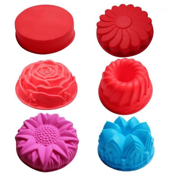 Moldes de bolo de silicone DIY Moldes de bolo redondo grande molde de flor do coração Flores de sobremesa Diferença para seleção19431644