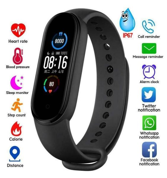 M5 Smart Band Fitness Tracker Tracker Bracciale Patrontro Sport Smart Watch Smart Bluetooth 40 M5 Color Schermo Braccialetta Smart5165462