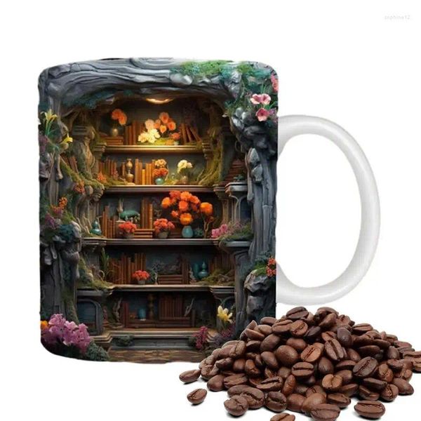 Mughe 3D libreria 3d tazza in ceramica caffettiera marchio teacup bibliotecario creativo multifunzionale organizzatore di stoccaggio per bevande fornitura di forkitchen