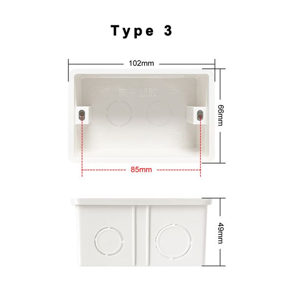 Caixa de montagem da parede avatto Cassete interno/superfície Caixa branca 86*86mm 102*66mm 140*68mm para interruptor padrão EU/EUA