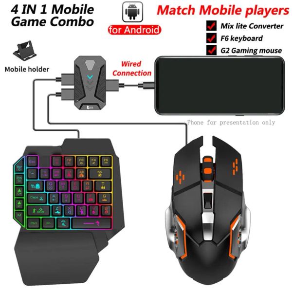 Combos Mix Por/Lite Pubg Gaming Keyboard Mouse Combo Mobile Keyboard and Mouse Mobile Game Controller для Android ios ip k6c9