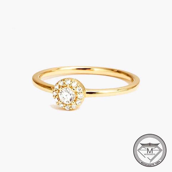Anéis de banda 925 anel de mosonita de prata esterlina 0,1ct anel de noivado de diamante brilhante promete presente para garotas r joias j240410