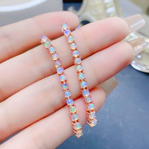 FS Natural Tanzanite/Sapphire/Opal Long Серьги S925 Серебряное серебро для женщин.