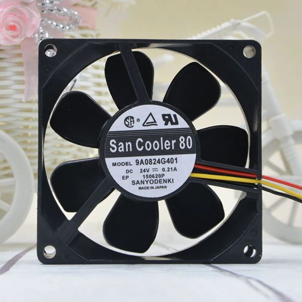 Resfriamento novo Sanyo original 9A0824G401 8025 8cm 80mm 24V 0,21A Fan de boate duplo