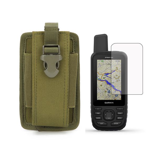 Caso de bolsa tática militar portátil ao ar livre + protetor de tela para caminhada GPS Garmin GPSMAP 66i 66SR 66ST 66 66S 66SX 67 67I