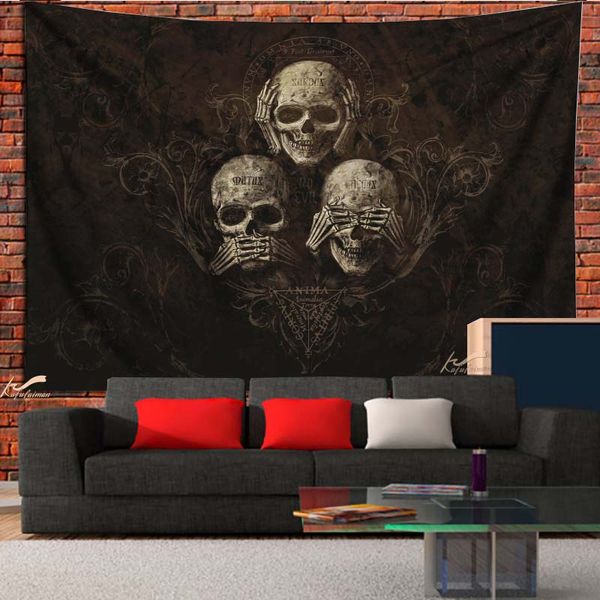 Cat Skull Tapestry Mandala Decoração de casa gótica Tapestres Decorações de parede Murais decorativos da sala de estar Tapestres Tapiz de pared