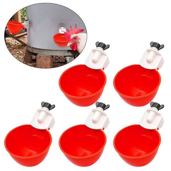 5pcs Automatische Hühnertrinker Schüssel Ente Trinkbecher Hähnchenfuttermittel Plastikpflanzenschalen und Trinker Cups Wassersystem