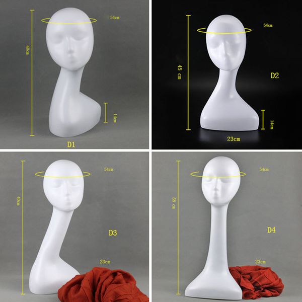 White abstrato mannequim Modelo de cabeça feminina de cabelo de cabelo dummy cotações de colar lenço de lenço de lenço de lenço