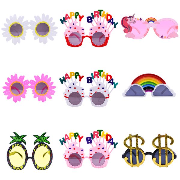 1pcs Alles Gute zum Geburtstag Brille Dekora Kunststoff lustige Fotokabine Requisiten Erwachsene Kinder Geburtstagsfeier Gunst Brillen Partyzubehör