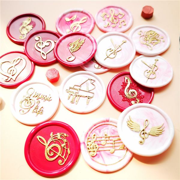 Musikthema lackierte Seal Music Rose Sealing Wachs Seal Stempel Musik Note Treble Clef Wachs Seal Stamps Hochzeitskarten Dekoration