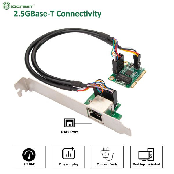 Carte Iocrest Mini PCIe 2,5 GB Ethernet Card da 2,5 GBaset Adattatore di rete Gigabit con 1 porta 2500 MBPS RJ45 LAN Controller Scheda