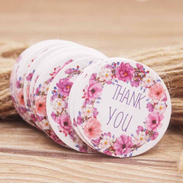 NEU 3CM Kreisform 100pcs Weiß /Kraft Papier Geschenkhang Tag DIY Danke Package Labels Tag Cookies Hochzeitsbevorzugungen Tag Tag
