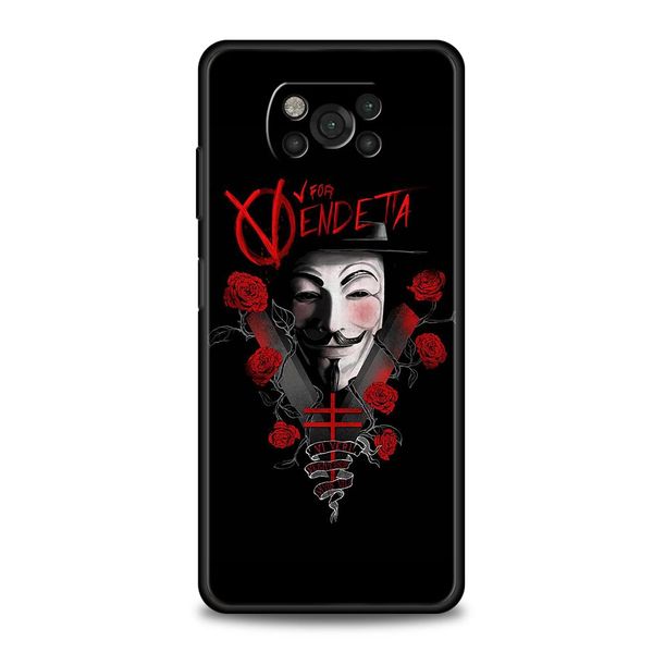 V für Vendetta Maske Rose Telefonkoffer für Xiaomi POCO X3 NFC F3 M3 M4 MI Anmerkung 10 12 11 Ultra 11t Pro 10t Lite 5G 9T 11i 11x Abdeckung