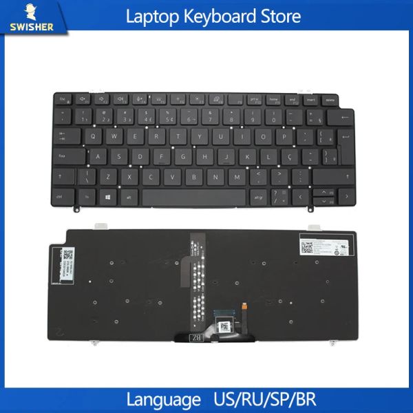 Teclados New Br para Dell Latitude 5420 5421 7420 7410 7520 7521 P137G Litada de backlow Teclado de notebook Backlit Brasil