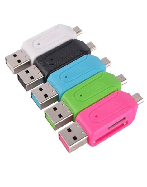 2 em 1 USB masculino para micro USB Dual Slot OTG Adaptador com TFSD Memory Card Litor
