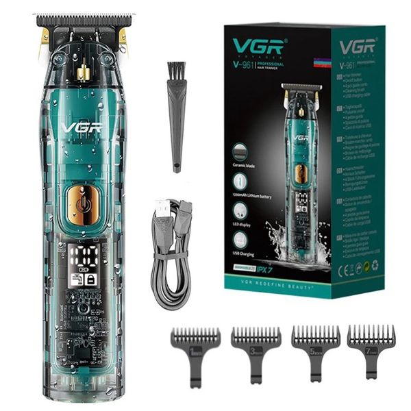 Original VGR Professional Hair Trimmer für Männer Elektrischer Bart wiederaufladbarer Clipper Waschbares Haarschnitt Friseur Shop Kit 240408