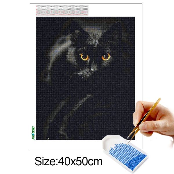 Azqsd Diamond Art Painting Kits Black Cat Negowork Diamond ricamo di diamanti Animale Decorazioni per la casa fatta Home Gift Picture di Sinestones