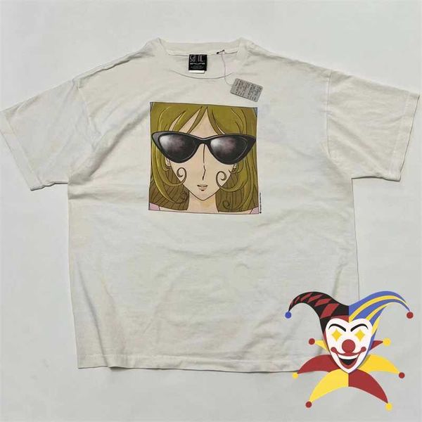 Erkek Tişörtleri Beyaz Aziz Michael T Shirt Erkek Kadın Güneş Gözlüğü İsa T-Shirt Üstleri Tee J240409