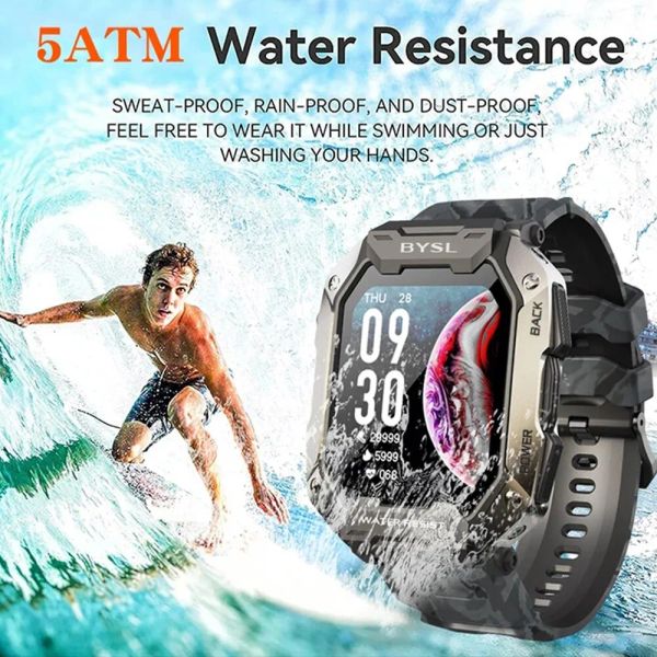 Uhren BYSL S20 SmartWatch Männer 1,69 Zoll HD -Bildschirm Bluetooth Call Sport Fitness 5ATM wasserdichte Tracker Sleep Monitor Smart Watch