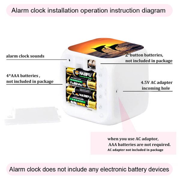 Alarme de gato fofo 7 colorido LED LED Digital Clock Domeritório do aluno Tabel