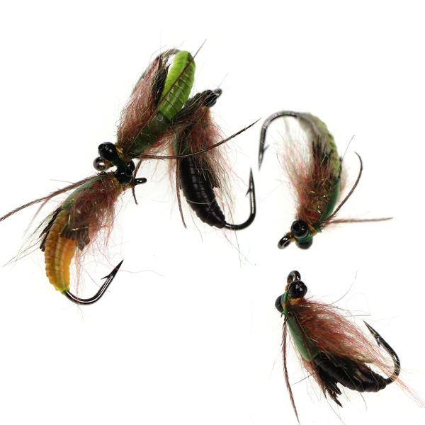 ICERIO 4pcs Uv Skin Chain Bads Head Ninfa Scud Bug Worm Camarão Flies