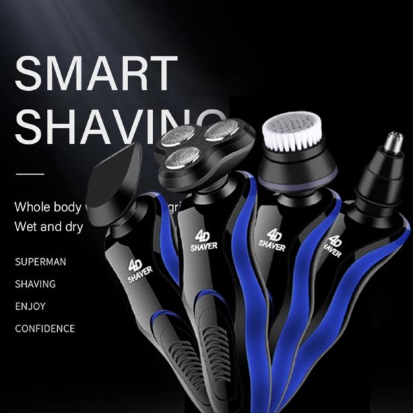 Shavers 4 in 1 rasoio elettrico per uomini ricaricabili ricaricabili a 3 pale per la barba rasatura della barba macchina sostituzione testa elettrica