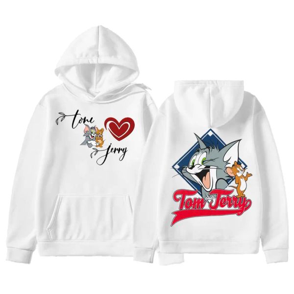 Sweatshirts 2024 Katze Tom Mouse Jerry Cartoon Paar Pullover Frauen Männer lässig Sweatshirt Mode Herbst Winter Kapuze Unisex Ulzzang Hoody